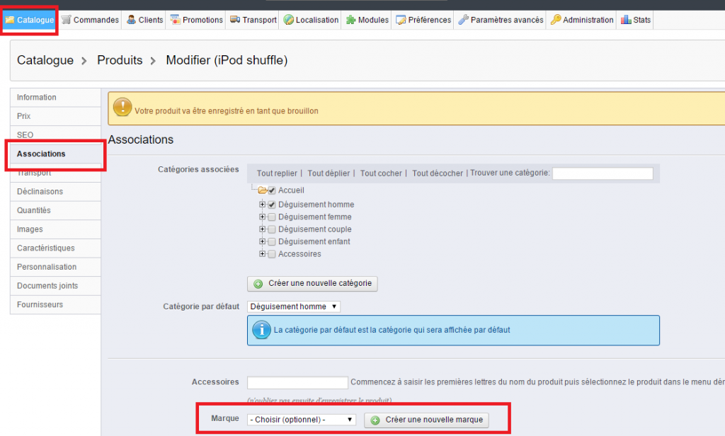 définition marque produit Prestashop